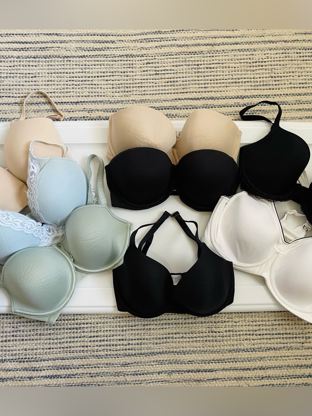 BUNDLE of 30DD Bras in Black, Nude, White, Blue, Mint